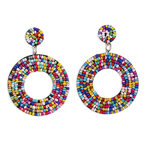 TOVINANNA Boho Perlenohrringe Für Damen Handgefertigte Statement Ohrringe Bunte Hängeohrringe Geometrische Ohrringe Für Partys Und Anlässe Hautfreundlich Und Langlebig von TOVINANNA