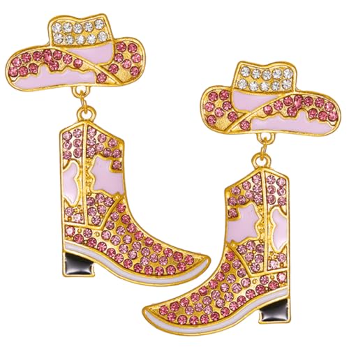 TOVINANNA 1 Paar Cowgirl Ohrringe mit Hut und Stiefel Trendige Damenaccessoires Legierung mit Funkelnden Strasssteinen für Besondere Anlässe und TOVINANNA 1 Paar Cowgirl Ohrringe mit Hut und Stiefel Trendige Damenaccessoires Legierung mit Funkelnden Strasssteinen für Besondere Anlässe und von TOVINANNA