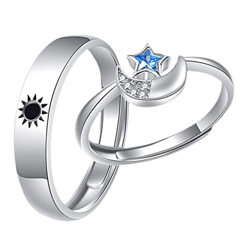 TOVINANNA 1 Paar Einstellbare und Mondringe für Liebesringe Schmuckstücke für Valentinstag Hochzeiten und Verlobungen Kreative für Exquisiter Handwerkskunst von TOVINANNA