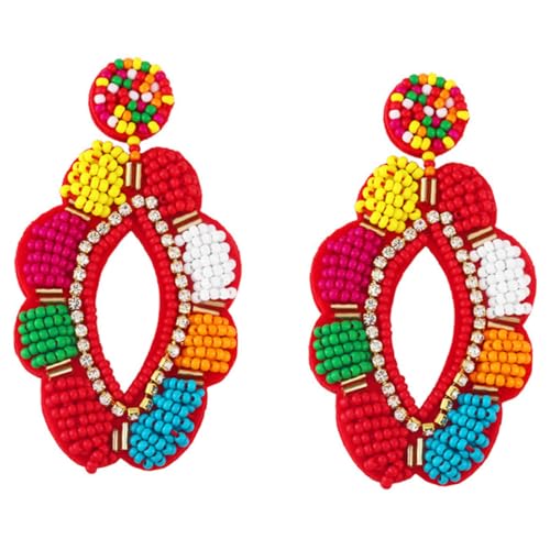 TOVINANNA 1 Paar Ethnische Dangle Ohrhänger mit Bunten Perlen Handgemachte Damenohrringe für Strandfestivals und Besondere Anlässe Leicht und Hautfreundlich TOVINANNA 1 Paar Ethnische Dangle Ohrhänger mit Bunten Perlen Handgemachte Damenohrringe für Strandfestivals und Besondere Anlässe Leicht und Hautfreundlich von TOVINANNA