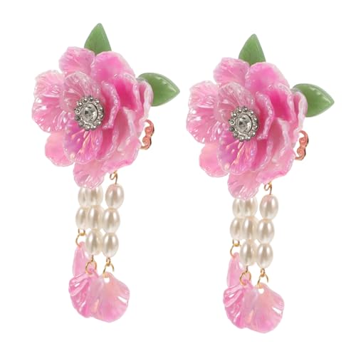 TOVINANNA 1 Paar Haarnadel Blumen Haarspangen Für Frauen Chinesischer Kopfschmuck Damen Haarspange DIY Material Blumen Clips Für Haare Frauen Haardekoration DIY Material von TOVINANNA