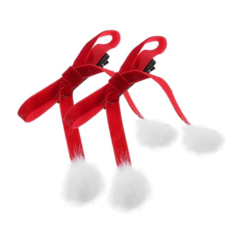 TOVINANNA 1 Paar Haarschleifen mit Fellbällen Haarklammern für Frauen Festliche Haaraccessoires für Weihnachten Neujahr von TOVINANNA