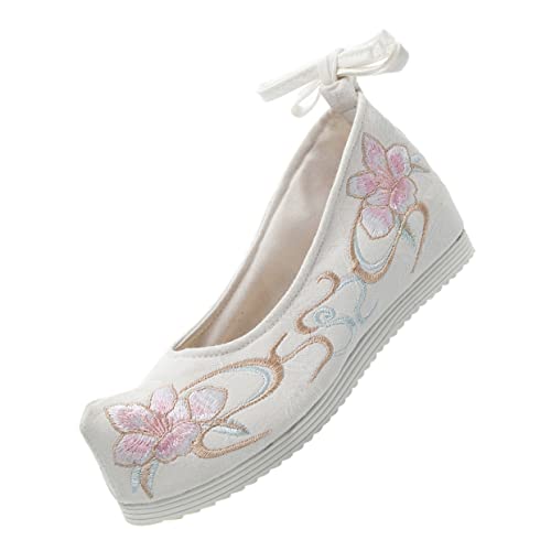 TOVINANNA 1 Paar Hochwertige Hanfu Schuhe mit Dicker Sohle Ethnische Bestickte Kostümschuhe für Damen für Auftritte und Festliche Anlässe Elegantem Weiß TOVINANNA 1 Paar Hochwertige Hanfu Schuhe mit Dicker Sohle Ethnische Bestickte Kostümschuhe für Damen für Auftritte und Festliche Anlässe Elegantem Weiß von TOVINANNA