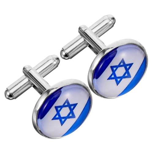TOVINANNA 1 Paar Israelische Flagge Manschettenknöpfe für Hemden Stilvolle Cufflinks für Formelle Anlässe und Alltag Sleeve Embellishment für Herrenmode TOVINANNA 1 Paar Israelische Flagge Manschettenknöpfe für Hemden Stilvolle Cufflinks für Formelle Anlässe und Alltag Sleeve Embellishment für Herrenmode von TOVINANNA