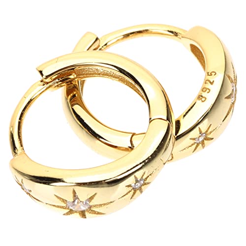 TOVINANNA 1 Paar Klein Loop Ohrringe mit Funkelnden Strasssteinen Accessoires für Frauen für Besondere Anlässe und Alltag Hochwertige Verarbeitung Goldfarbene Ohrstecker im Minimalistischen von TOVINANNA
