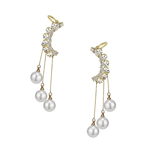 TOVINANNA 1 Paar Ohrklemmen mit und Perlen nicht Durchbohrbare Ohrschmuck für Damen Ohrringe mit Tasseldesign für Besondere Anlässe von TOVINANNA