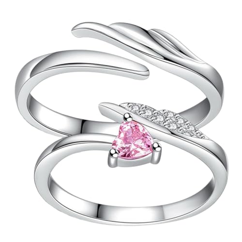 TOVINANNA 1 Paar Ringe mit Flügel Design Offene Finger Ringe Zirkonia Schmuckstücke für Valentinstag und Besondere Anlässe Komfortabel und Verstellbar von TOVINANNA