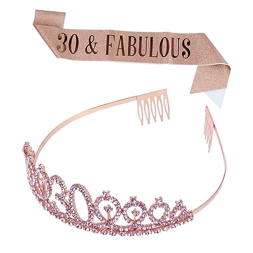 TOVINANNA 1satz Teiliges Geburtstagskrone Und Schärpe Roségold Elegante Geburtstagsfeier-dekoration Mit Krone Und Party-etikette Für Unvergessliche Feiern von TOVINANNA