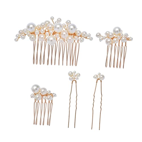 TOVINANNA 1satz Perlen-haarspange Set Für Braut Teiliges Haarschmuck-set Mit Haarforke Und Kamm Für Hochzeiten Und Besondere Anlässe Hochwertiges Design Gold Und Perlen von TOVINANNA