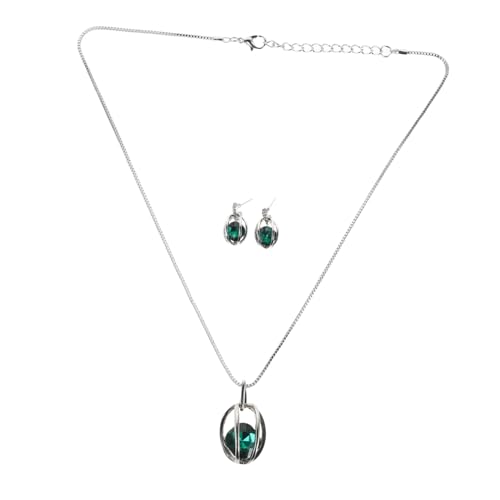 TOVINANNA 1 Satz Grünes Rhinestone Teardrop Halskette und Ohrringe für Hochzeiten Abschlussfeiern Bälle und Besondere Anlässe für Stilvolle Auftritte von TOVINANNA