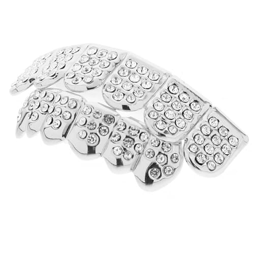 TOVINANNA 1 Satz Hip Hop Zahnschmuck Set mit Glitzersteinen Dekorative Goldzähne für Männer und Frauen für Kostümpartys Musik Events und Fotoshootings von TOVINANNA