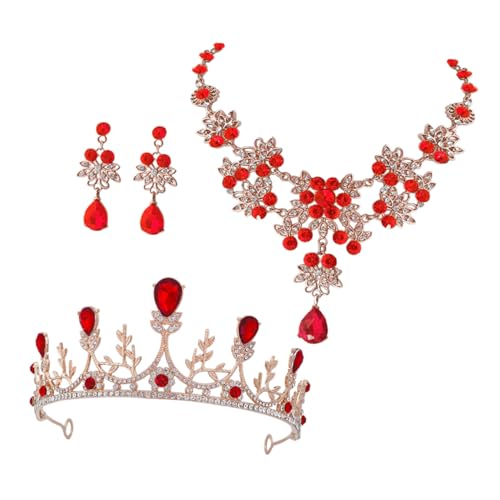 TOVINANNA 1 Satz Hochwertiges Brautschmuck Set für Damen Rhinestone Krone Halskette und Ohrringe für Hochzeiten Geburtstagsfeiern und Besondere Anlässe von TOVINANNA