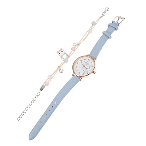 TOVINANNA Kreative Cartoon Bunny Kinderarmbanduhr Satz Mit Armband Quarzuhr Für Mädchen Modische Uhr Mit Buntem Design Für Schüler Zeitlernhilfe Für Kinder von TOVINANNA