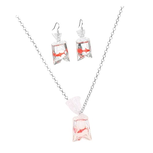 TOVINANNA Kreative Fisch Halskette Mit Transparentem Harz Anhänger Und Ohrringen Ausgefallenes Karpfen Design Als Für Frauen Und Mädchen von TOVINANNA