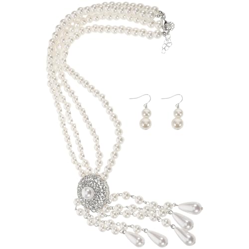 TOVINANNA 1 Satz Langanhängende Tropfen Ohrringe und Barock Faux Perlen Halskette für Frauen Exklusive Braut Statement Schmuck für Hochzeiten und Geburtstagsfeiern TOVINANNA 1 Satz Langanhängende Tropfen Ohrringe und Barock Faux Perlen Halskette für Frauen Exklusive Braut Statement Schmuck für Hochzeiten und Geburtstagsfeiern von TOVINANNA