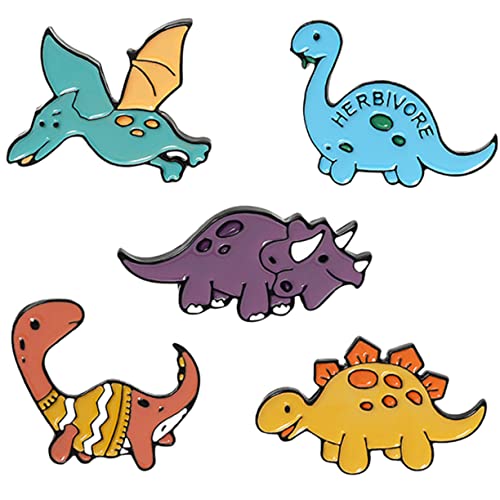 TOVINANNA 1 Satz Teiliges Dinosaurier Emaille Broschen Set Süße Tier Anstecker Für Kleidung Taschen Und Kostüme Perfektes Schmuckstück Für Dinosaurier Fans 5 Stück von TOVINANNA