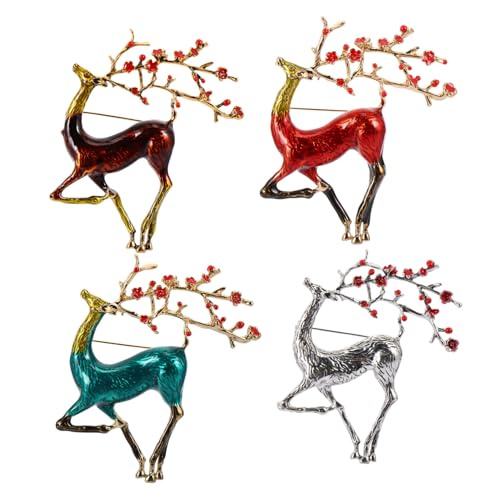 TOVINANNA 1 Satz Teiliges Set Broschen Legierung Kreative Anstecknadel Rot Braun Silber Und Grün Kleidung Accessoires Für Festlichkeiten Und Weihnachten 4 Stück von TOVINANNA