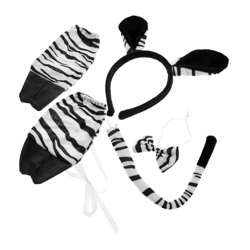 TOVINANNA 1 Satz Zebra Kostüm Set Teiliges Set mit Stirnband und Handschuhen für Karneval Halloween und Tierkostüm Events Bequem und Auffällig von TOVINANNA