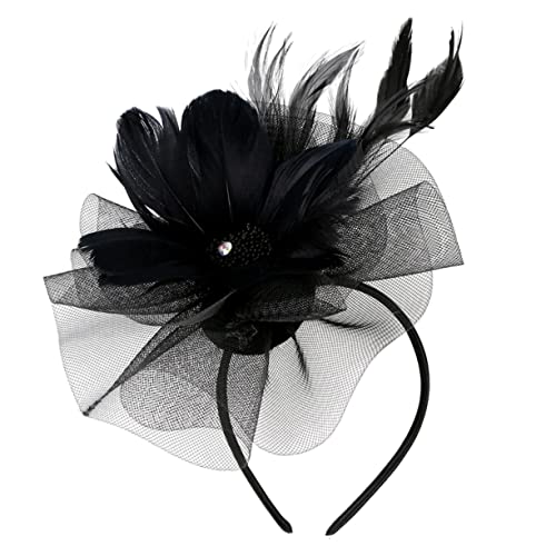 TOVINANNA Haarschmuck Aus Netzgarn Elegante Kopfbedeckung Für Partys Hochzeitsgäste Haarspange in Blumenform Schwarz von TOVINANNA