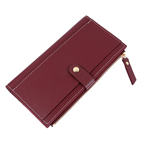 TOVINANNA 1 Stück Damen Geldbörse mit Vielen Fächern Dreifach Hochwertigem PU Material für Schule Reisen und Alltag Elegantem Weinrot von TOVINANNA