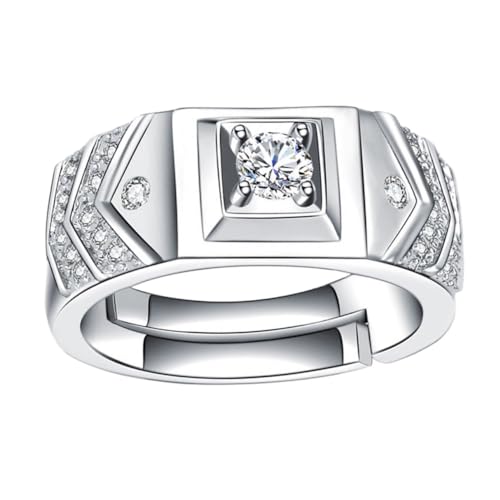TOVINANNA 1 Stück Herren Ring Kupfer mit Strasssteinen Verstellbarer Finger Schmuck für Hochzeit Verlobung und Besondere Anlässe Modischer Herren Knuckle Ring Geschenkidee von TOVINANNA