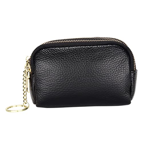 TOVINANNA 1 Stück Kuhfell Münzbeutel mit Reißverschluss Schwarz für Damen Hochwertige Geldbörse für Münzen Karten Schlüssel und Kosmetik Schlüsselanhänger für Unterwegs von TOVINANNA