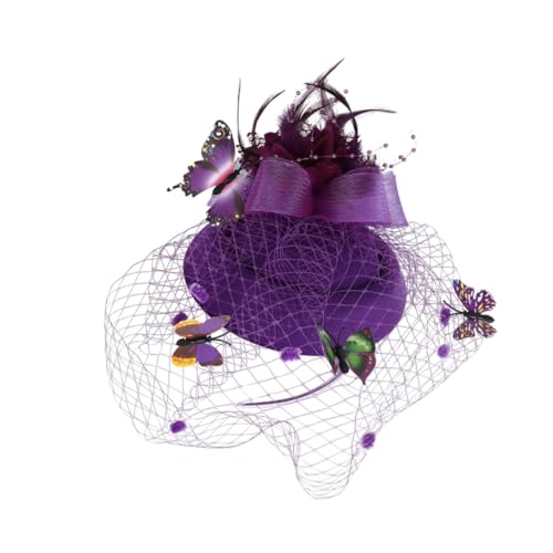 TOVINANNA 1 Stück Mesh Schmetterling Stirnband Bräute Damen Schmetterling Party Hüte Leave Braut Accessoires Spitze Miss Kleiner Kirchenreifen Mädchen Blush Pink Bachelorette Mama von TOVINANNA