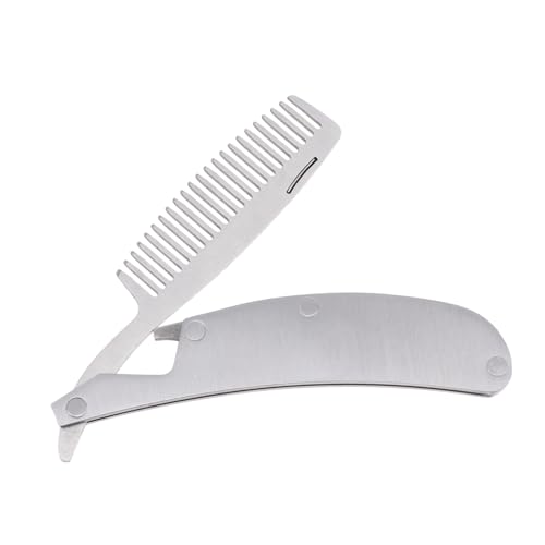 TOVINANNA 1stück Faltbarer Edelstahl Haarkamm Für Männer Mini Friseur Kamm Mit Antistatik-funktion Für Haargel Und Bartstyling Für Reisen Und Täglichen Gebrauch von TOVINANNA