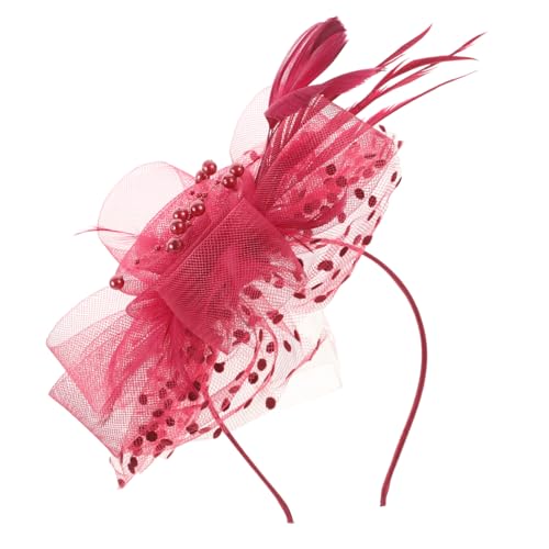 TOVINANNA 1stücke Roter Fascinator-hut Mit Blumen Und Netzband Für Teepartys Hochzeiten Und Besondere Anlässe Eleganter Kopfschmuck Für Damen Und Mädchen von TOVINANNA