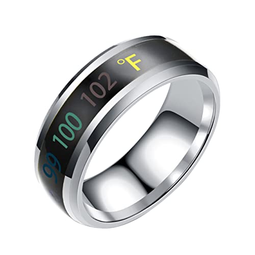 TOVINANNA Intelligenter Temperaturanzeige Ring für Paare Zarter Fingerring aus Titanstahl Angenehm zu Tragen für Partys und Besondere Anlässe Temperaturring für Damen und Herren von TOVINANNA