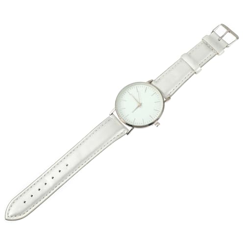 TOVINANNA Silberne Pu Armbanduhr Unisex Moderne Uhr Quarzwerk Kreative Paaruhren Geburtstagsgeschenke Uhr Mit Glas Kratzfest Und Langlebig von TOVINANNA