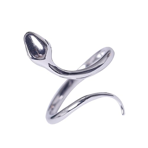 TOVINANNA 1 Stück Verstellbarer Schlangenring für Damen und Herren Kreatives Finger Schmuckstück Silber und Vielseitig Einsetzbar als für von TOVINANNA