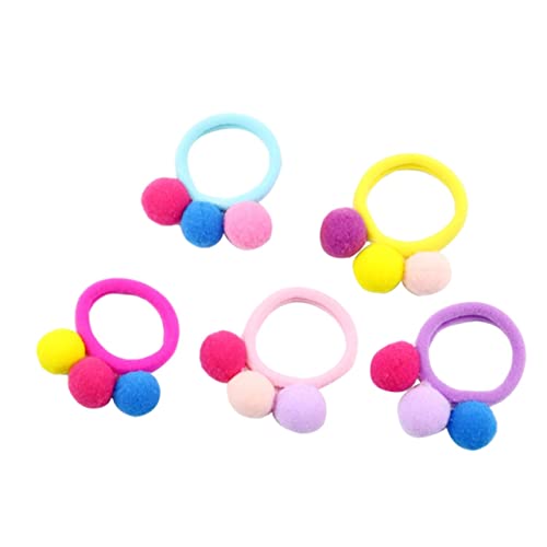 TOVINANNA 10stücke Elastische Haarbänder Für Junge Mädchen Mädchen Pferdeschwanzhalter Haarseile Aus Plüschbällen Gelb Rosé von TOVINANNA