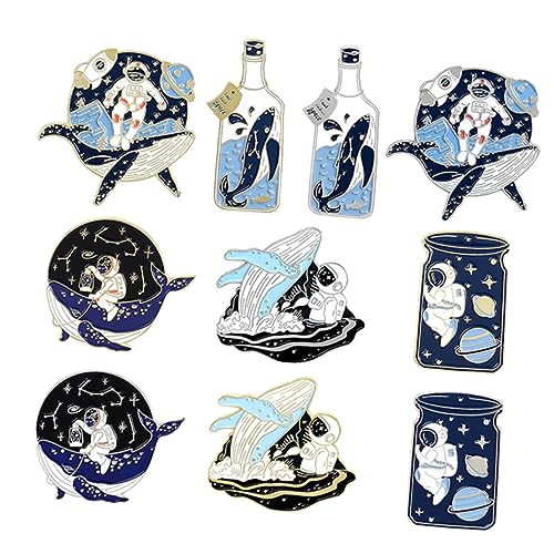 TOVINANNA 10 Stück Teiliges Astronauten und Wal Broschen Set Cartoon Anstecker für Taschen Jacken und Rucksäcke Robustem Legierungsmaterial für Täglichen Gebrauch und Besondere Anlässe von TOVINANNA