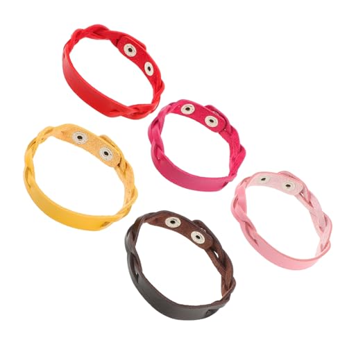 TOVINANNA 10 Stück Teiliges Geflochtenes Lederarmband mit Druckknopf Verstellbar Farbenfrohe Diy Armbandset Rot Gelb Braun für Herren und Damen von TOVINANNA