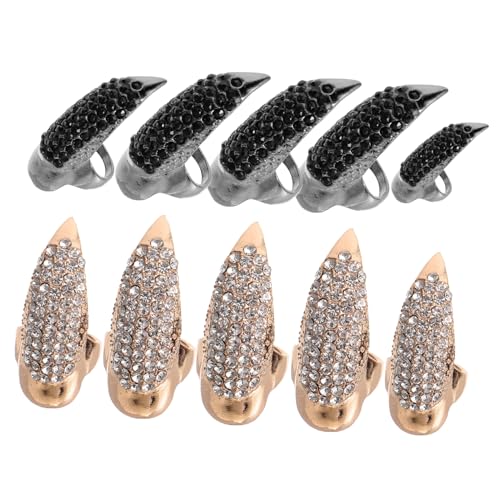 TOVINANNA 10 Stück Teiliges Vintage Krallen Fingerringset Langlebig und Komfortabel Modisches Halloween Cosplay Schmuckzubehör Stilvoller Hand Fingerschmuck für Damen und Herren von TOVINANNA