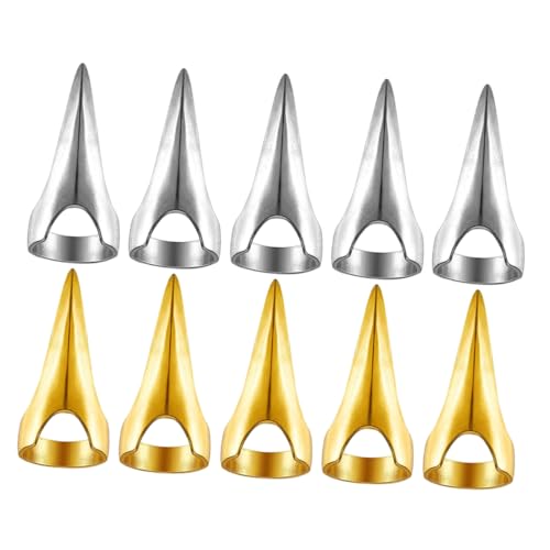 TOVINANNA 10 Stück Haartrennwerkzeuge Retro Punk Gothic Nagelfinger Ringe Zum Flechten Von Haaren Metall Haarabteilklammern Cosplay Zubehör Für Frauen 5 Goldene Und 5 Silberne Ringe von TOVINANNA
