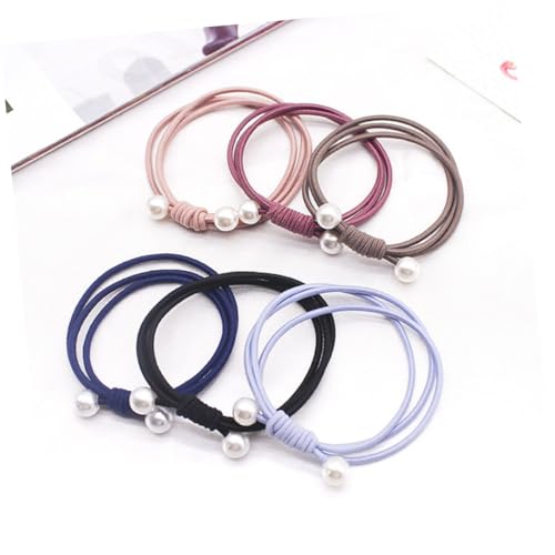 TOVINANNA 10St Frauen Haargummi haarring hair scrunchies pferdeparty partytisch hair rings weiblich handlocher hairtinsle hairband women perlenser trauzeugengeschenke kopfschmuck Black von TOVINANNA