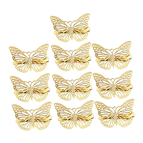 TOVINANNA 10stücke Goldene Haarspangen Aus Legierung Ausgehöhlter Kopfschmuck Zarte Stereoskopische Haarnadeln Haaraccessoires Für Mädchen Schmetterling Rechts von TOVINANNA