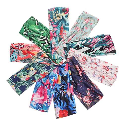 TOVINANNA 10 Stücke Geknotete Sport Stirnbänder Für Damen Elastische Rutschfeste Haarbänder in Blumen Design Atmungsaktiv Für Yoga Fitness Und Freizeit von TOVINANNA