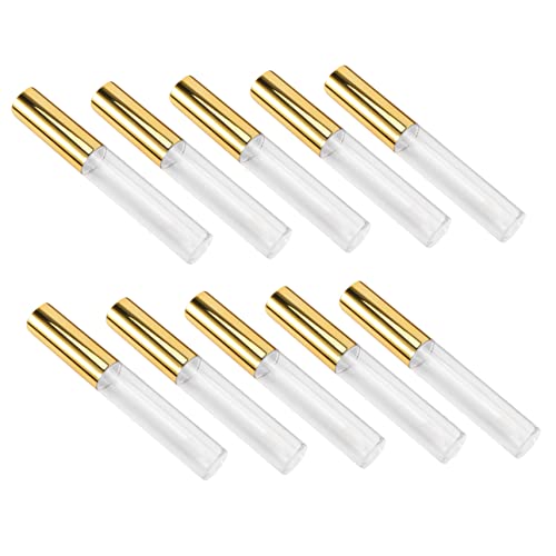 TOVINANNA 10stücke Leere Lipgloss-tuben Rundröhren Plastikflaschen Für Frauen Gold Mit Transparentem Tubenkörper Für Lip Glaze Lipgloss Und Mehr von TOVINANNA