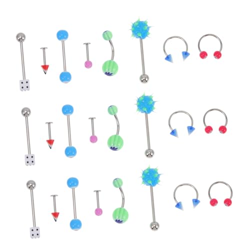 TOVINANNA 110 Stück Teiliges Körperpiercing Kunststoff Vielseitige Zungen Nasenringe Klassische Designs für Damen und Herren Modischer Körperschmuck für Alltag und Party von TOVINANNA