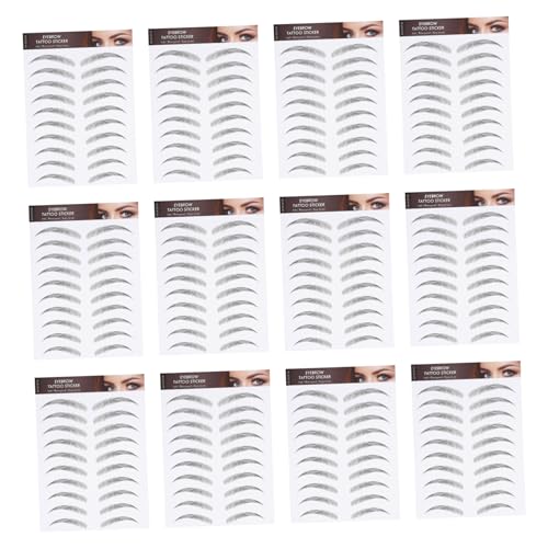 TOVINANNA 12blätter Augenbrauenaufkleber Haarähnliche Kosmetik Für Falsche Augenbrauen Transfer Aufkleber Imitieren Gefälschte Augenbrauen Augenbrauentattoo Aufkleber Make-up von TOVINANNA