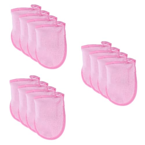 TOVINANNA 12 Stk Make-up-Zubehör Peeling-Pads für das Gesicht Schwämme machen Gesichtsschwämme reisegröße travel size Handschuhe Make-up-Entferner-Puff Pulverreiniger sauber Fingerbett Rosa von TOVINANNA