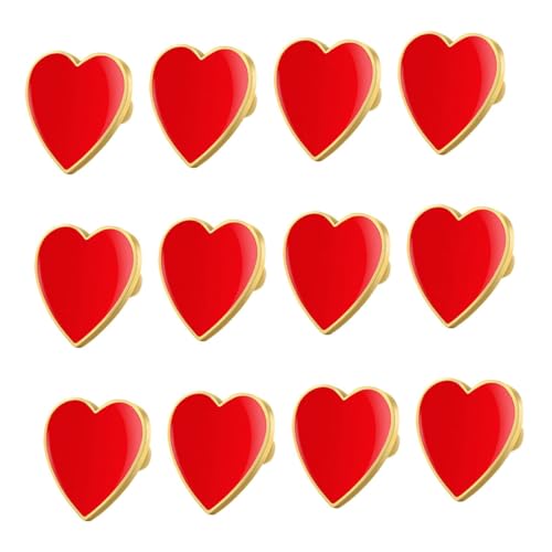 TOVINANNA 12 Stück Herzform Broschen für Damen Schmuck für Valentinstag Hochzeiten Robuste Anstecknadeln zur Dekoration von Kleidung Schals von TOVINANNA