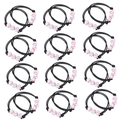 TOVINANNA 12 Stück Teiliges Baseball Armband Verstellbare Sportarmbänder für Teenager Erwachsene Handgefertigte Armbänder für Sportpartys für Fußball Baseballfans von TOVINANNA
