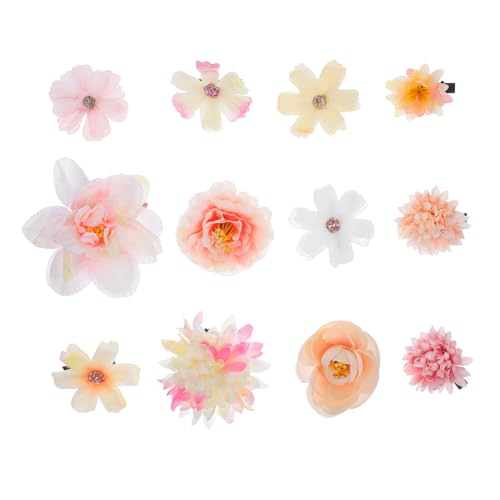 TOVINANNA 12 Stück Teiliges Boho Haarspangen Set mit Rosa-weißen Blumen Leichte Haarklammern für Frauen Vielseitige Haarschmuck Clips für Hochzeiten Partys und Tropische Anlässe von TOVINANNA