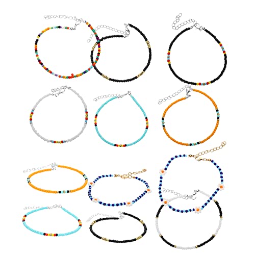 TOVINANNA 12stücke Farbige Perlen Fußkette Für Damen Elegante Mehrlagige Fußkette Robustes Langlebiges Schmuckstück Für Strandpartys Und Festivals von TOVINANNA