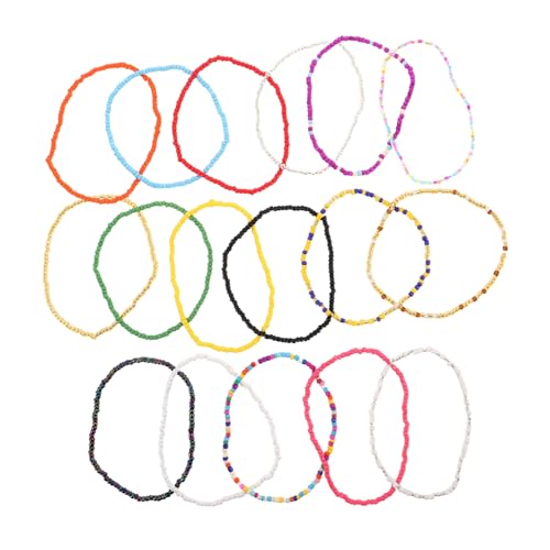 TOVINANNA 17 Stück Teiliges Set Handgefertigten Boho Perlenanklets für Damen Bunte Glasperlen Schmuckstücke mit Elastischem Band für Sommerpartys und Strandoutfits von TOVINANNA
