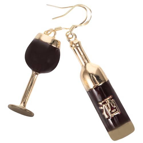 TOVINANNA 1Paar Asymmetrische Ohrringe Form von Weinflasche Weinglas Modischer Schmuck für Frauen für Partys Geburtstage Besondere Anlässe Langlebig Detailreich von TOVINANNA